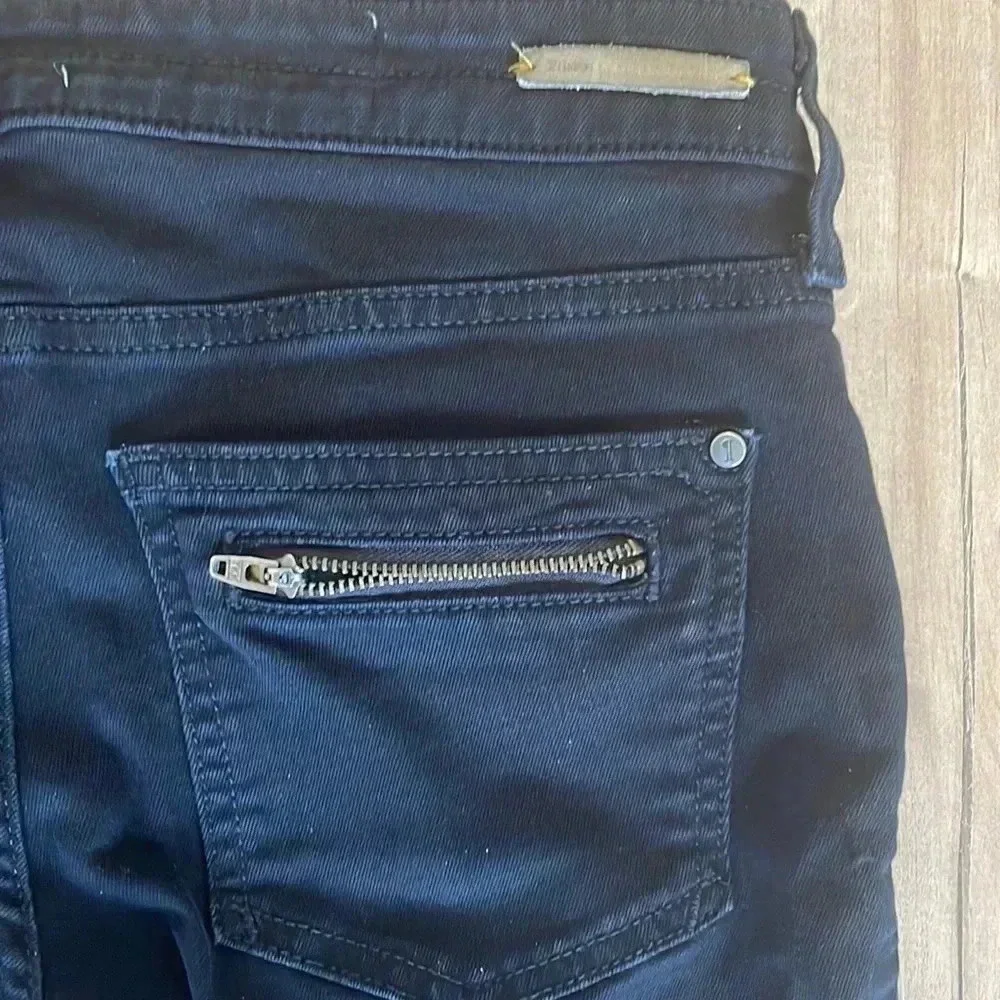 Anthro Pilcro and the Letterpress Skinny Moto Jeans Ankle Zipper Black Sz 27